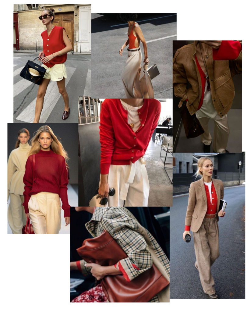 Beige + Red style inspiration Over Dress