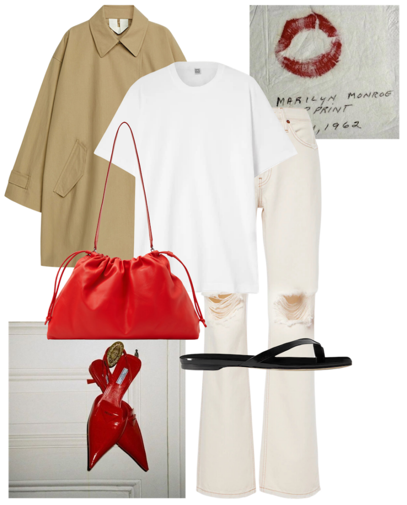 Beige and Red outfit Over Dress