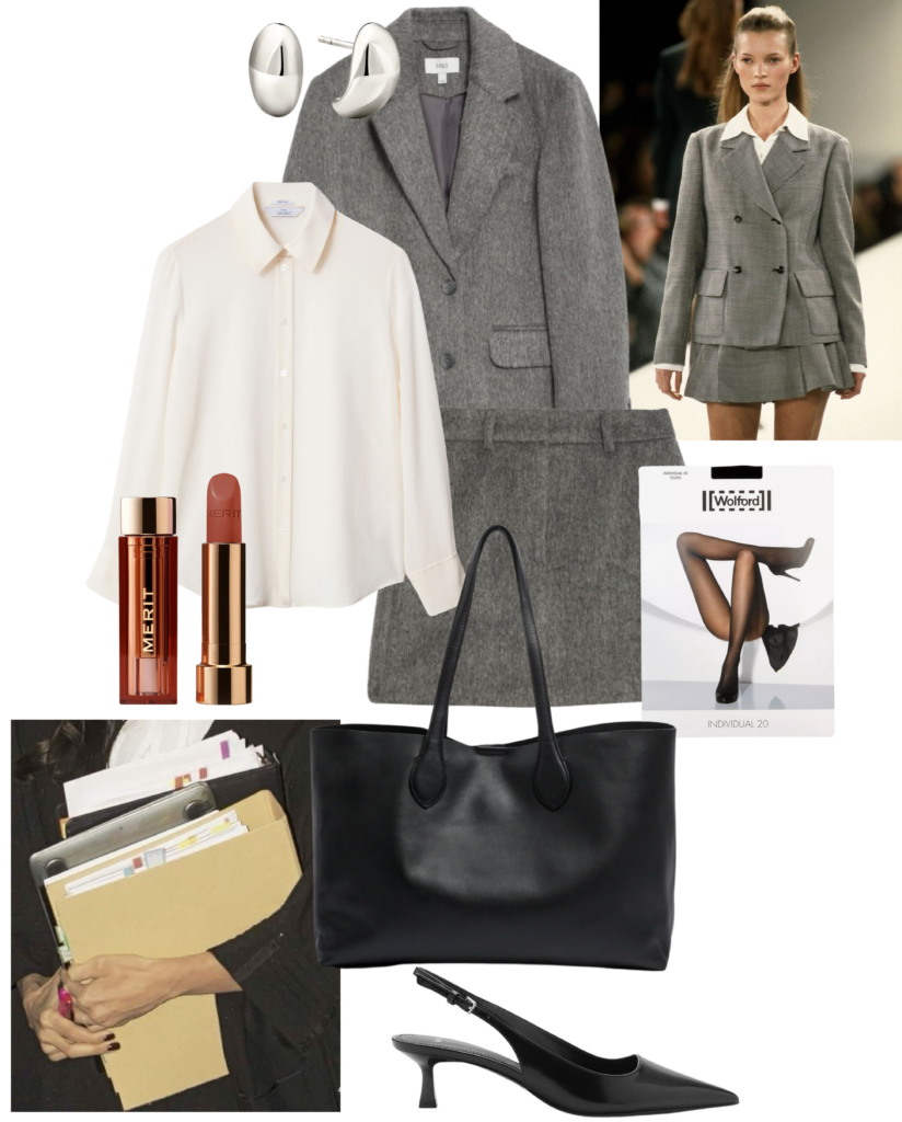 Grey Skirt suit for the office over dress