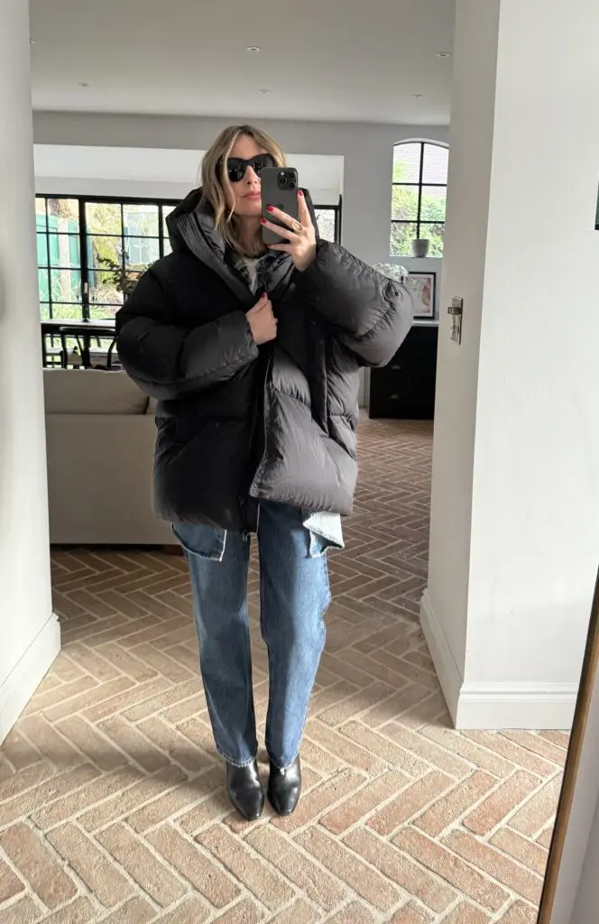 H&M PUFFER JACKET OVER DRESS