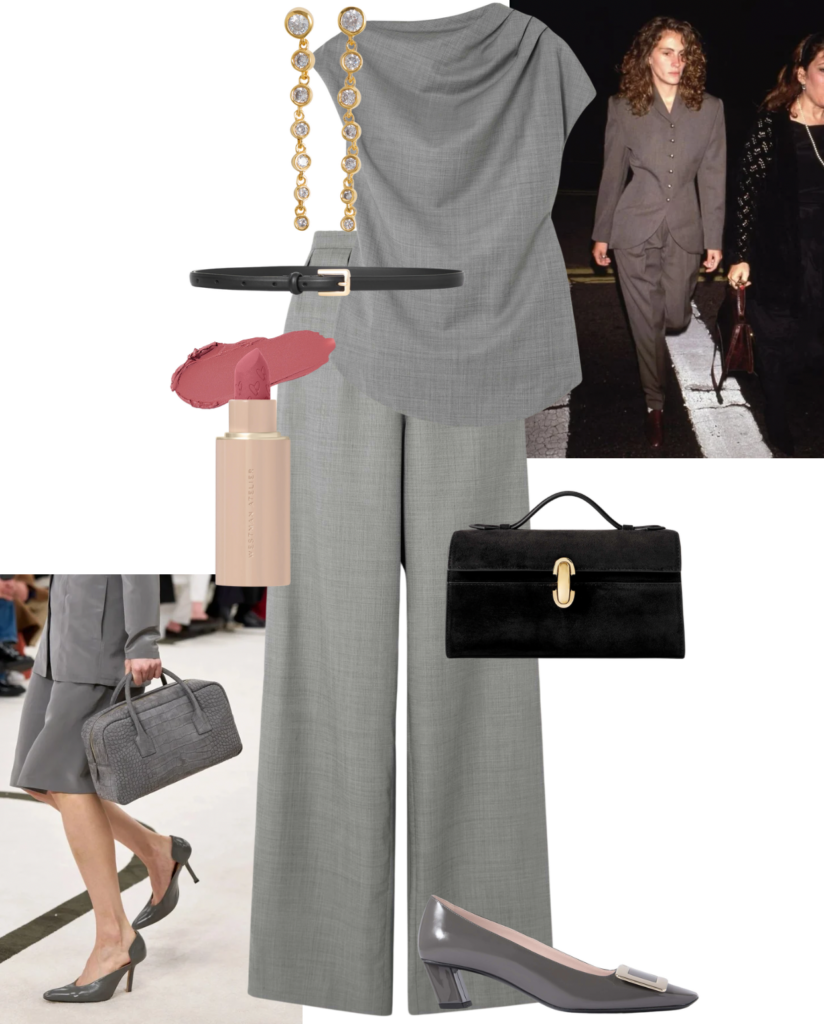 Grey trouser suit Over Dress