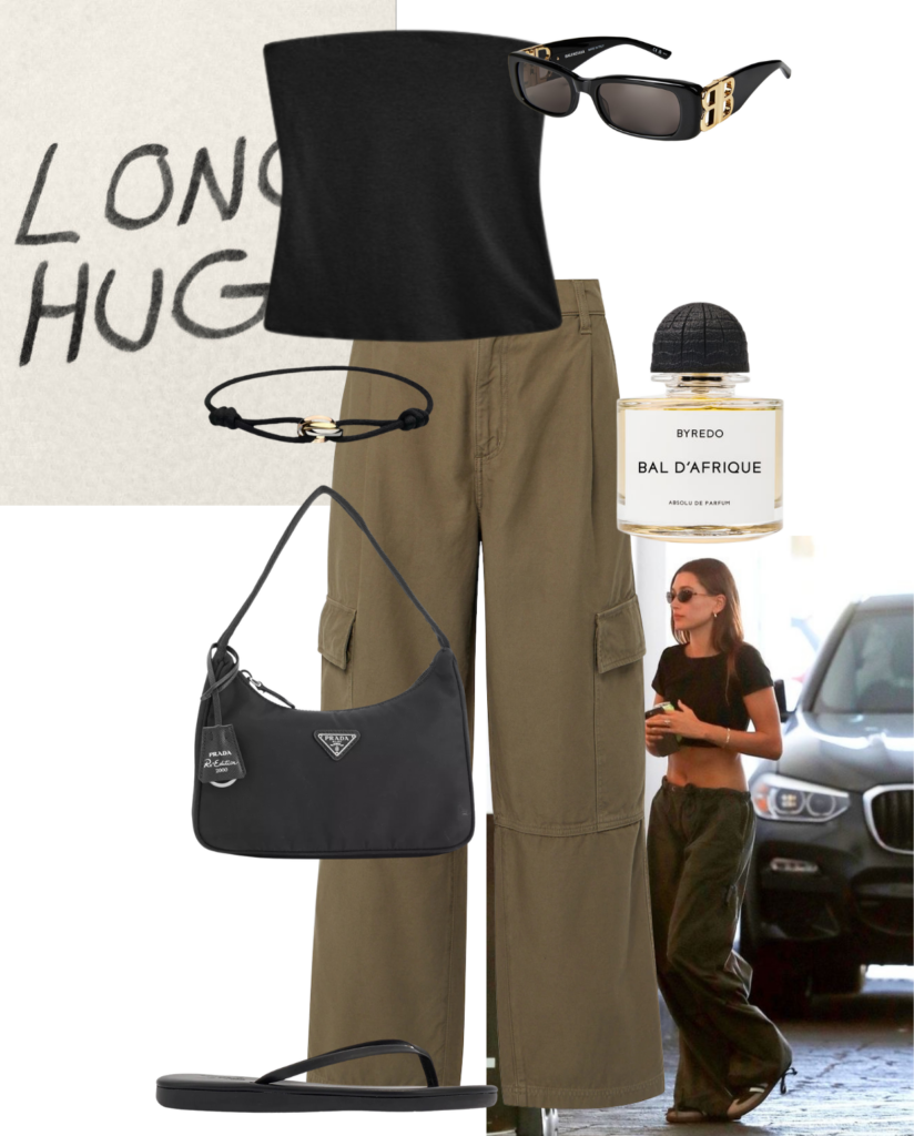 Going Out Outfits Green Cargos and Bandeau Top Over Dress